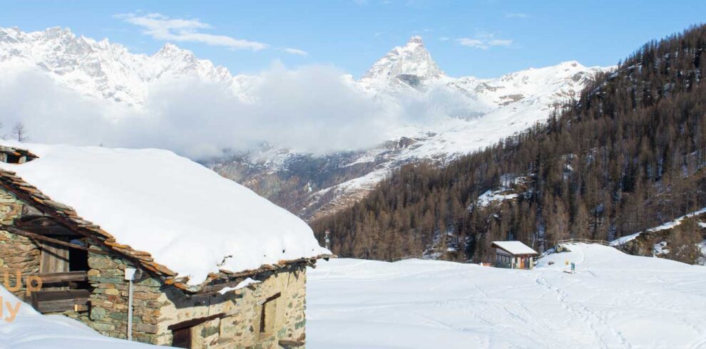 One day snowshoeing hike with Matterhorn view from Milan