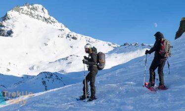 snowshoeing hike and the moon